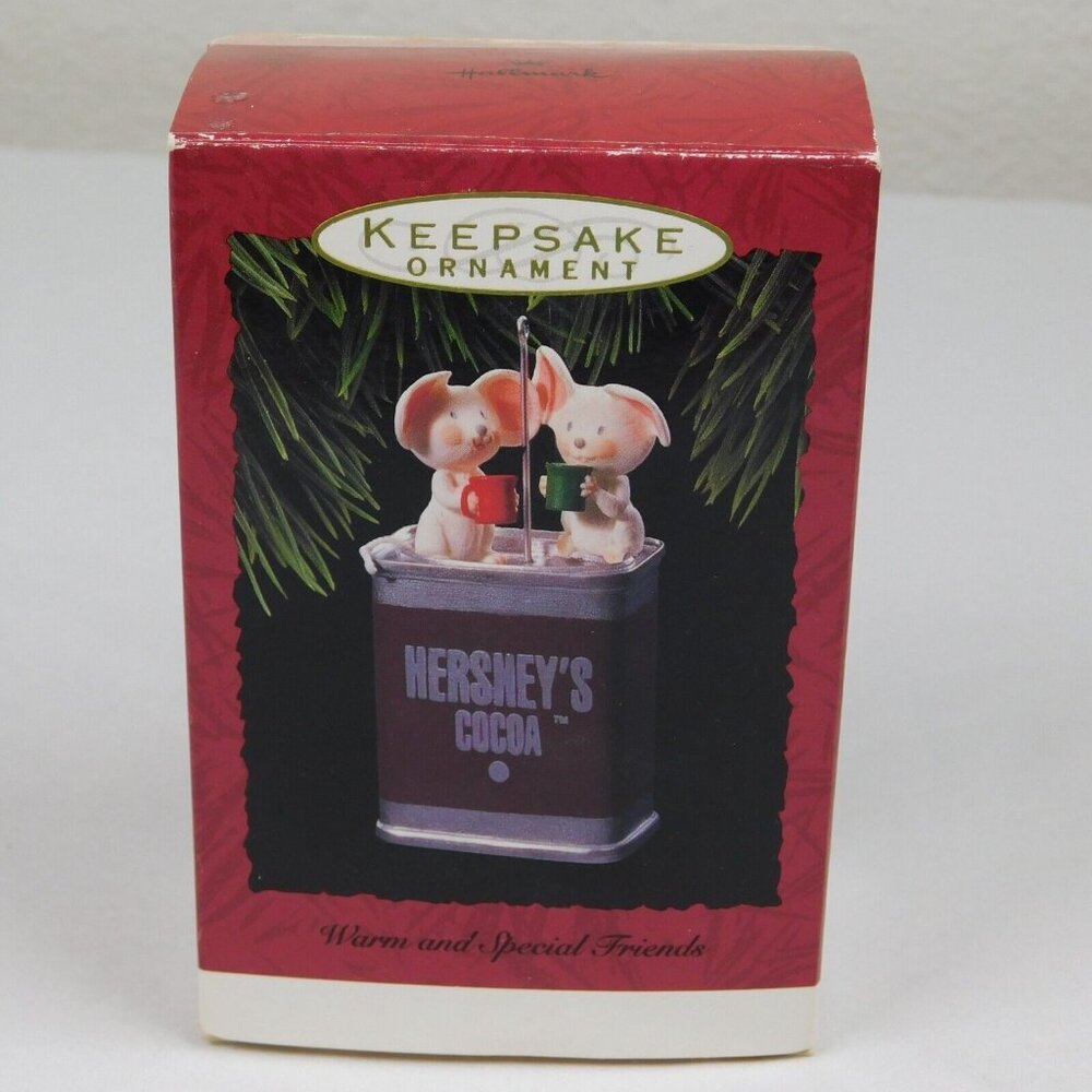 Hallmark Keepsake Ornament 1993 Warm Special Friends Mice Hershey Cocoa Tin Vtg - Picture 2 of 10